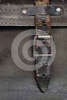 Buckle and Leather Strap on Vintage Suitcase