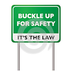 Buckle up road sign