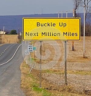 Buckle up road sign photo