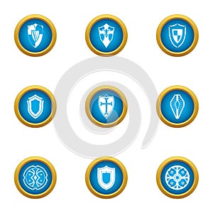 Buckler icons set, flat style