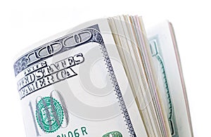 100 bucks stack isolated