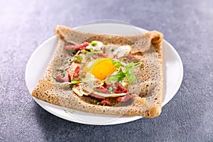 buckwheat crepe with egg cheese