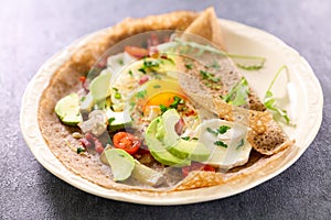 buckwheat crepe with egg cheese