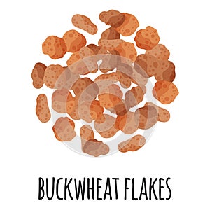 Buckwheat flakes for template farmer market design, label and packing. Natural energy protein organic super food