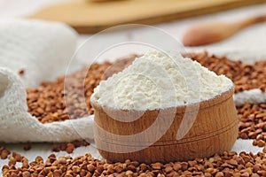 Buckwheat flour on the table