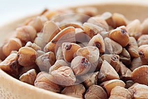 Buckwheat grain closeup