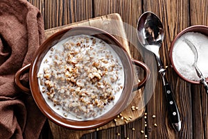 Buckwheat porridge with milk photo