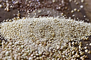 Buckwheat, quinoa and brown flax seeds