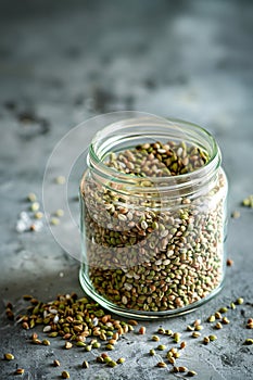 Buckwheat stored in a glass jar