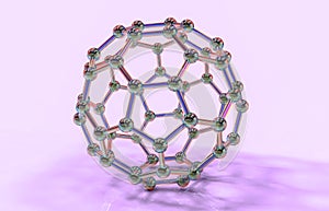 Buckyball, or buckminsterfullerene molecule, 3D illustration