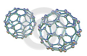 Buckyball, or buckminsterfullerene molecule, 3D illustration photo