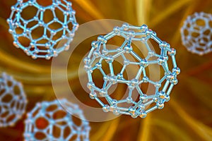 Buckyball, or buckminsterfullerene molecule, 3D illustration photo
