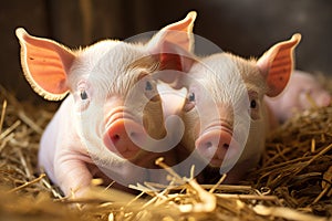 Bucolic Beauty Pigs in a Rustic Barn, Embracing the Charm of Farm Life. created with Generative AI