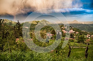 Bucolic Italian village on the Apennine mountains photo