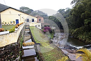 Bucolic waterfall scene in the district of Mantiqueira in the interior of the state of Minas Gerais photo