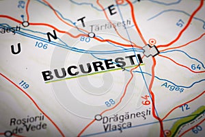 Bucuresti on a road map photo