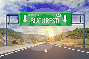 Bucuresti road sign on highway photo