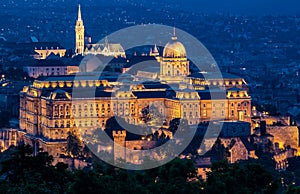 Buda Castle in Budapest at twilight