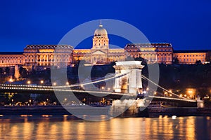 Buda Castle and Chain Bridge. Budapest, Hungary photo