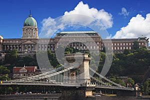 Buda Castle and Chain Bridge in Budapest, Hungary