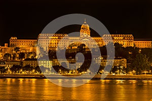 Buda Castle Danube River Night Budapest Hungary