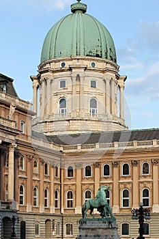 Buda castle with horse statue Budapest