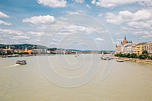 Buda district and Hungarian Parliament Building with Danube river in Budapest, Hungary