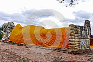 Buda reclined in Ayutthaya. THAILAND