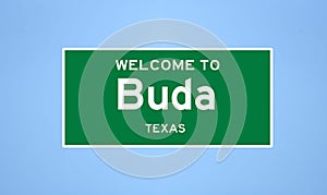 Buda, Texas city limit sign. Town sign from the USA.