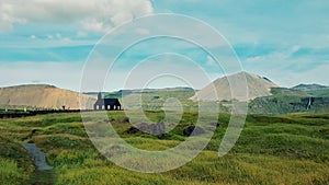 Budakirkja is the famous black church located in Budir, Snaefellsnes, iceland