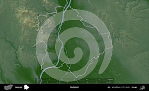 Budapest outlined, Hungary. Physical