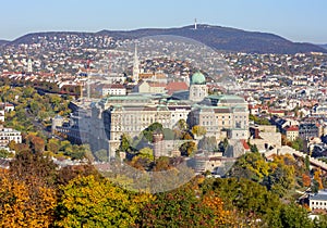 Budapest autumn cityscape with Royal palace of Buda and Matthias church, Hungary