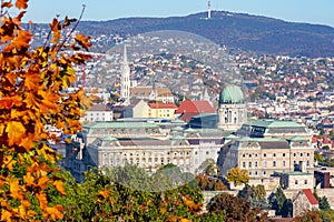 Budapest autumn cityscape with Royal palace of Buda and Matthias church, Hungary