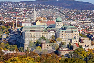 Budapest autumn cityscape with Royal palace of Buda and Matthias church, Hungary