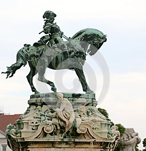 Budapest, B, Hungary - August 18, 2023: Statue ofPrince Eugene of Savoy at Buda Castle on hill in Europe