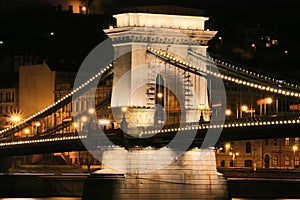 Budapest bridge by night