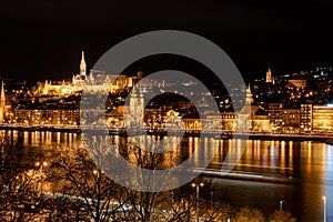 Budapest. Budapest, Hungary at night view. Buda castle