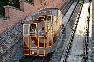 Budapest Castle Hill Funicular - car lifts Gellert