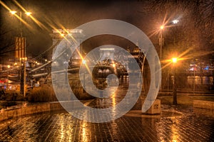 Budapest, Chain bridge on Danube - night view