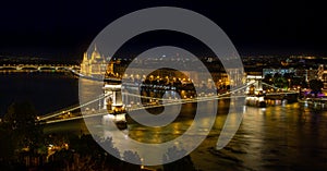 The Budapest Chain bridge at night