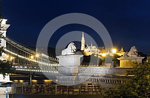 Budapest Chain Bridge night view