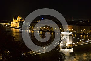 Budapest Chain Bridge night view