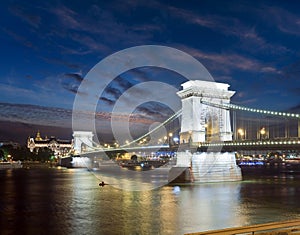 Budapest Chain Bridge night view