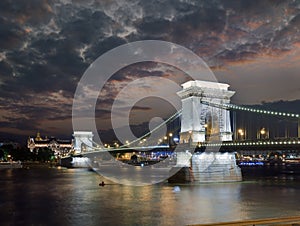 Budapest Chain Bridge night view