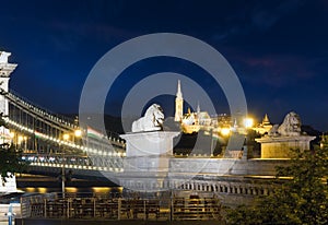 Budapest Chain Bridge night view