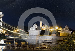 Budapest Chain Bridge night view