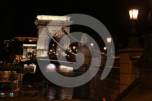 Budapest chain bridge in nights