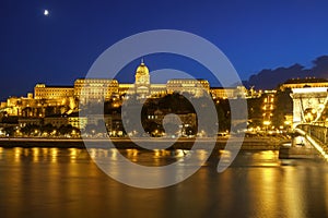 Budapest Chain Bridge and Royal palace at night