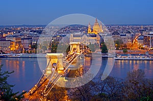 Budapest chain bridge skyline