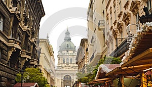 Budapest Christmas Market at Saint Stephen Basilica square, Christmas mood